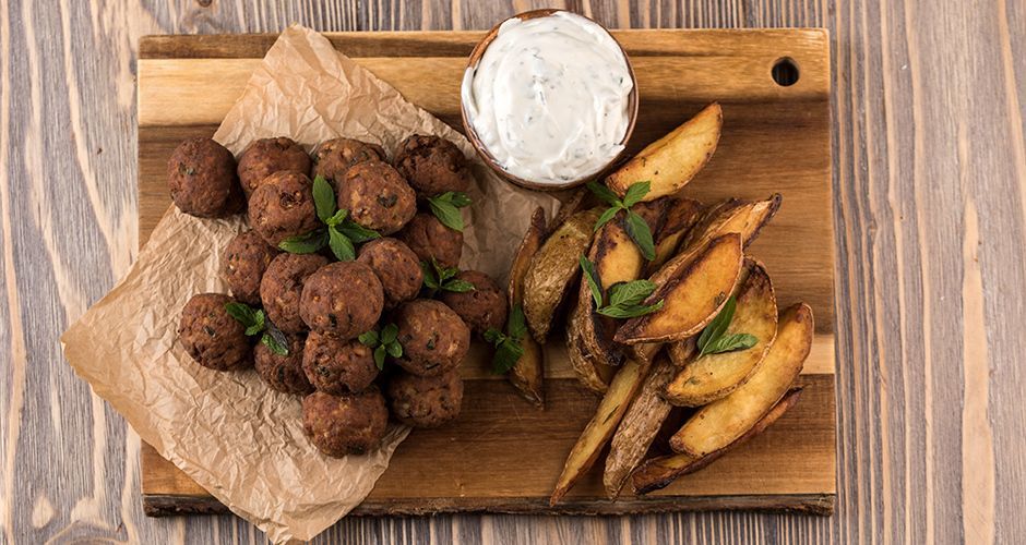 Greek meatballs with yogurt ouzo sauce Recipe Akis Petretzikis