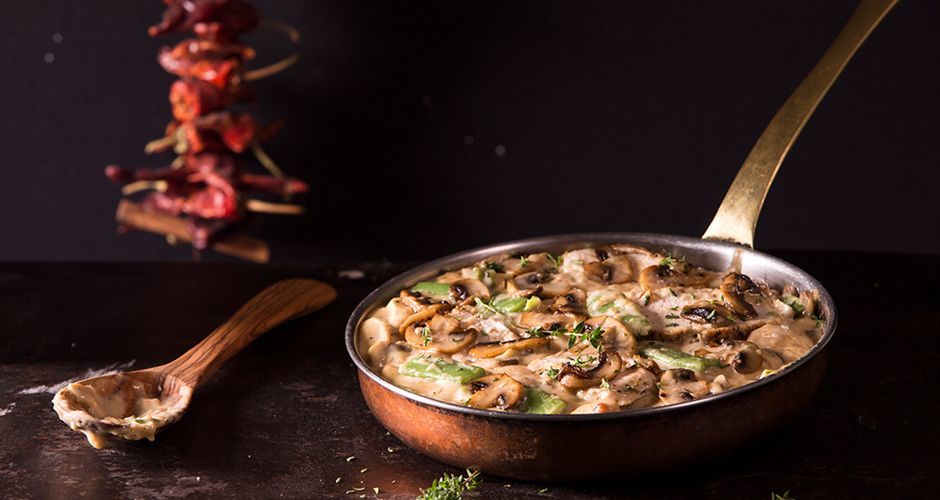 Chicken with mushrooms and green beans