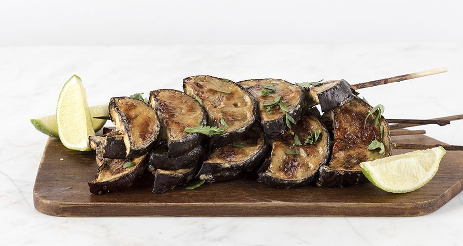 Eggplant and tahini skewers