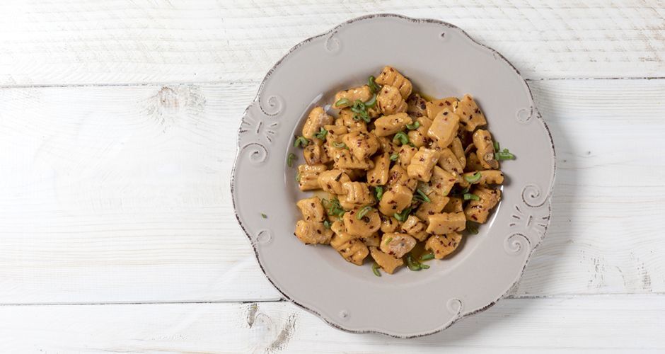 Sweet potato garlic gnocchi