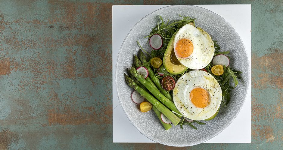Avocado fried egg salad