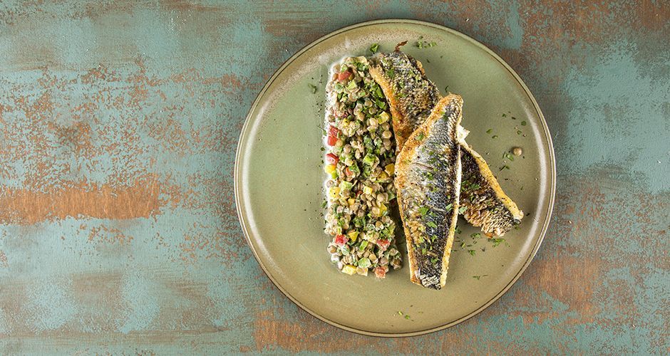 Sea bass with lentil