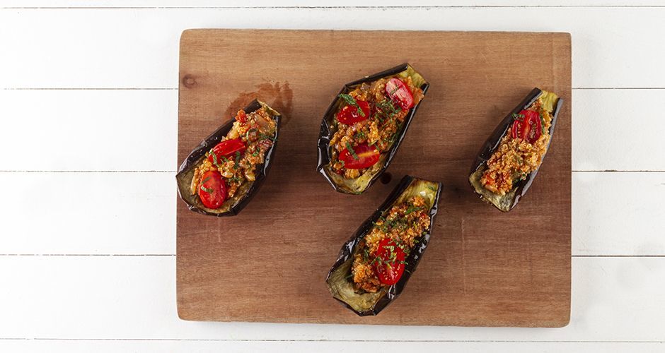 Quinoa filled eggplants
