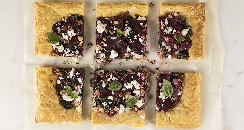 Beetroot and feta tart