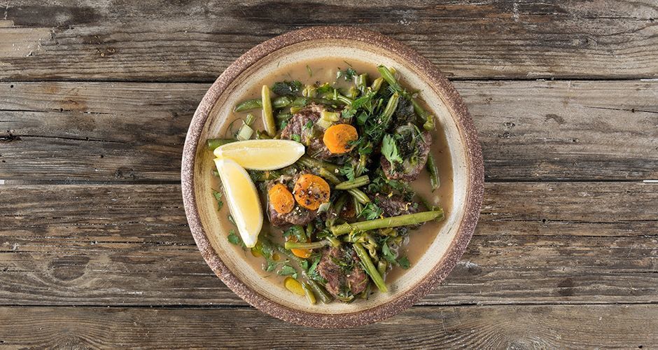 Greek lemon beef stew with green beans Recipe Akis Petretzikis