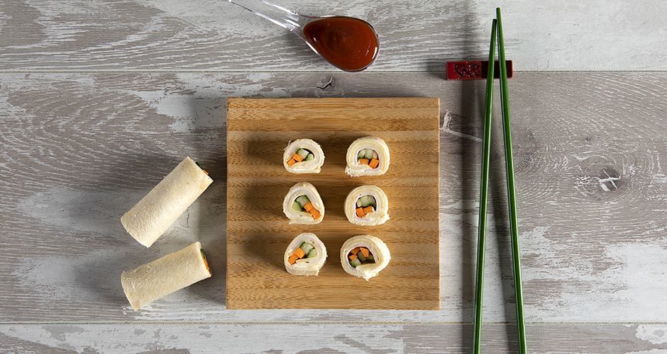 Turkey and cheese “sushi” rolls