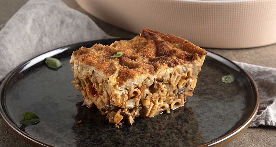 Greek vegan pastitsio (baked pasta) Recipe | Akis Petretzikis