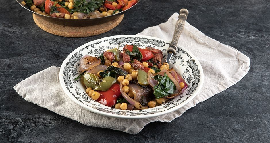 Sausage and spinach chickpea stew