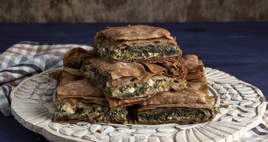 Greek pie with greens feta and yogurt