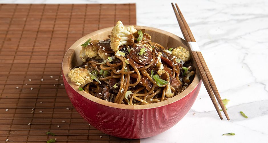 Stir fry λαχανικών με σπαγγέτι