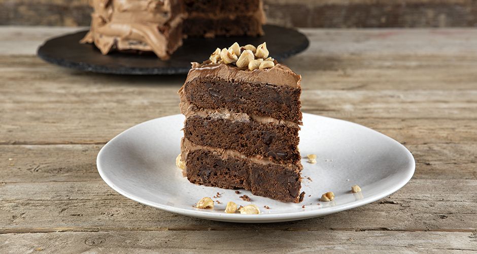 Brownie cake with chocolate hazelnut frosting Recipe Akis Petretzikis