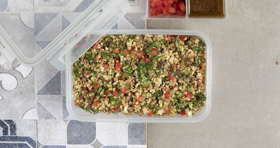 Bulgur and lentil veggie salad
