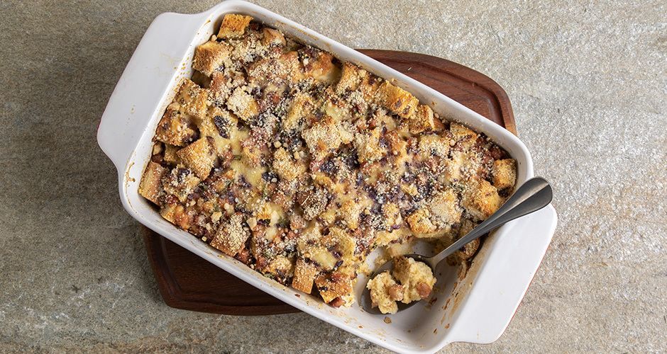 Croque monsieur bread pudding