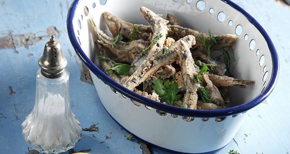 Greek Fried Herb Crusted Anchovies