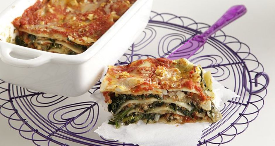 Spinach Tomato Sauce and 3 Cheese Lasagna