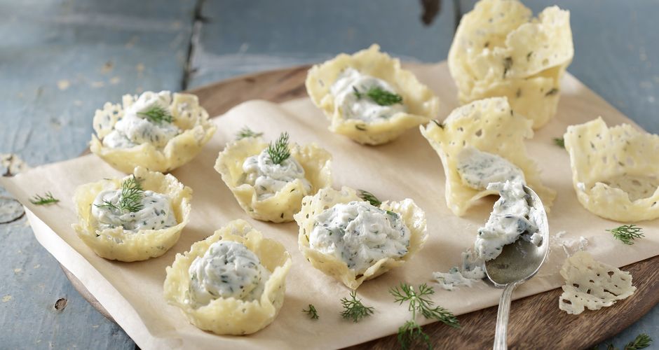 Parmesan Nests with Cheese Mousse Filling