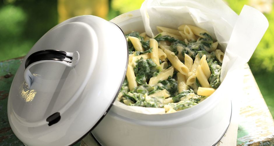 Penne in a Chard and Spring Onion Sauce