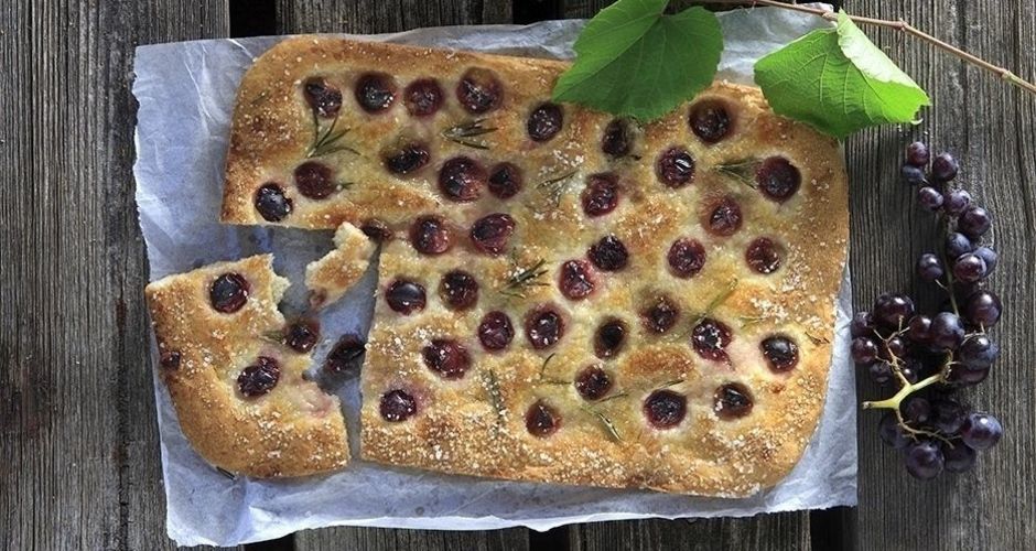 Focaccia with Grapes and Rosemary