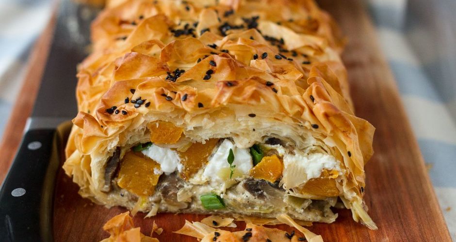 Savory Pumpkin and Feta Strudel