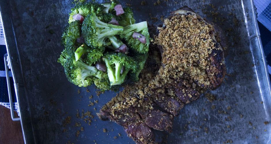 Pork Chops Provencal with Spicy Broccoli