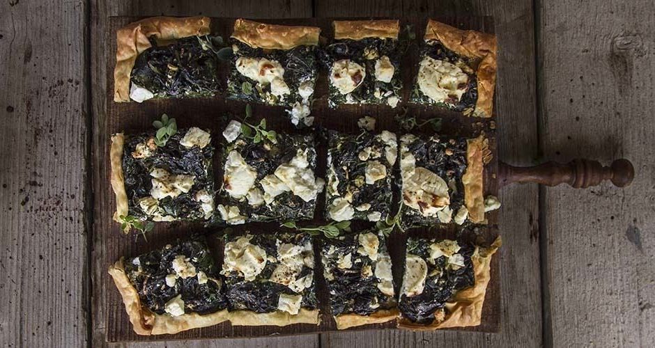Greek open-faced spinach pie