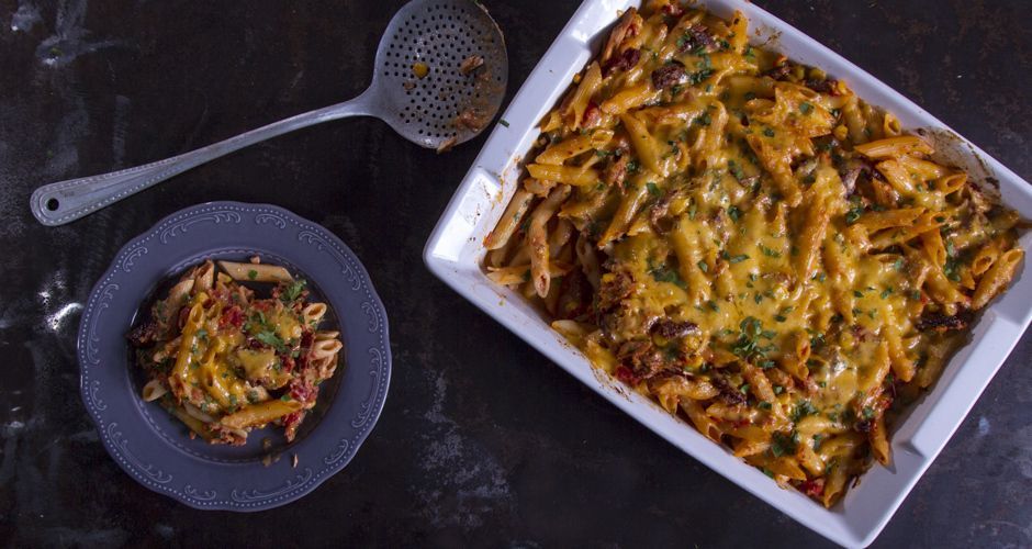 Rigatoni Tuna and Sun Dried Tomatoes Casserole