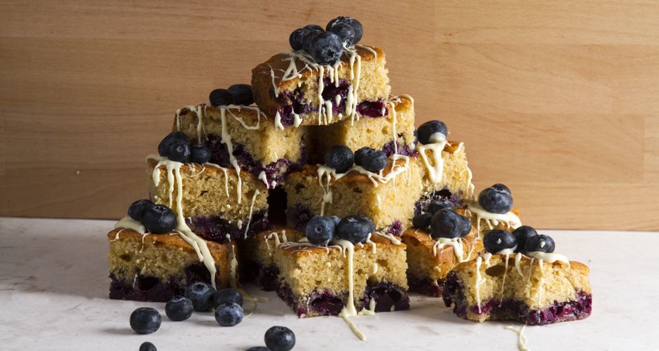 Orange blueberry cake squares