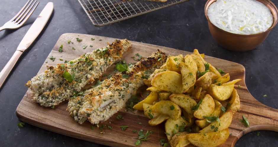 Breaded fish fillet with yogurt tartar sauce Recipe | Akis Petretzikis